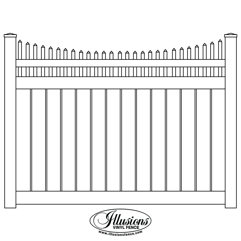 V57076IllusionsSemiPrivacyScallopedClassicVictorianPicketTopVinylFence Big Jerry's