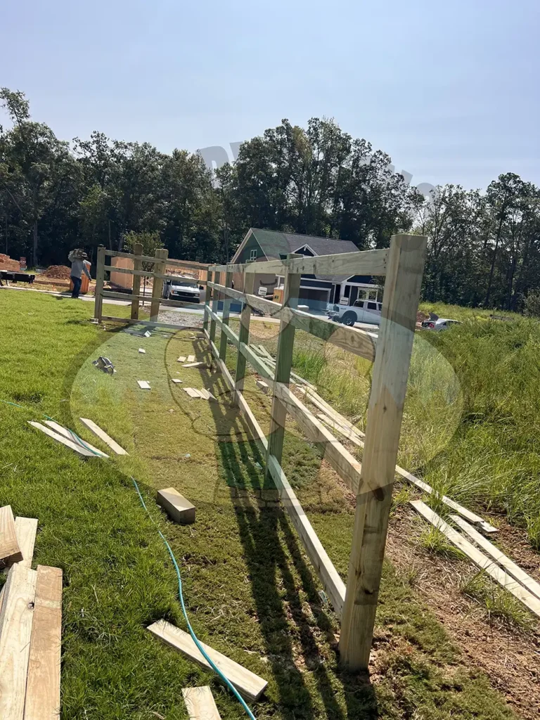 During Installation Dublin Lattice Top Wood Privacy Fence