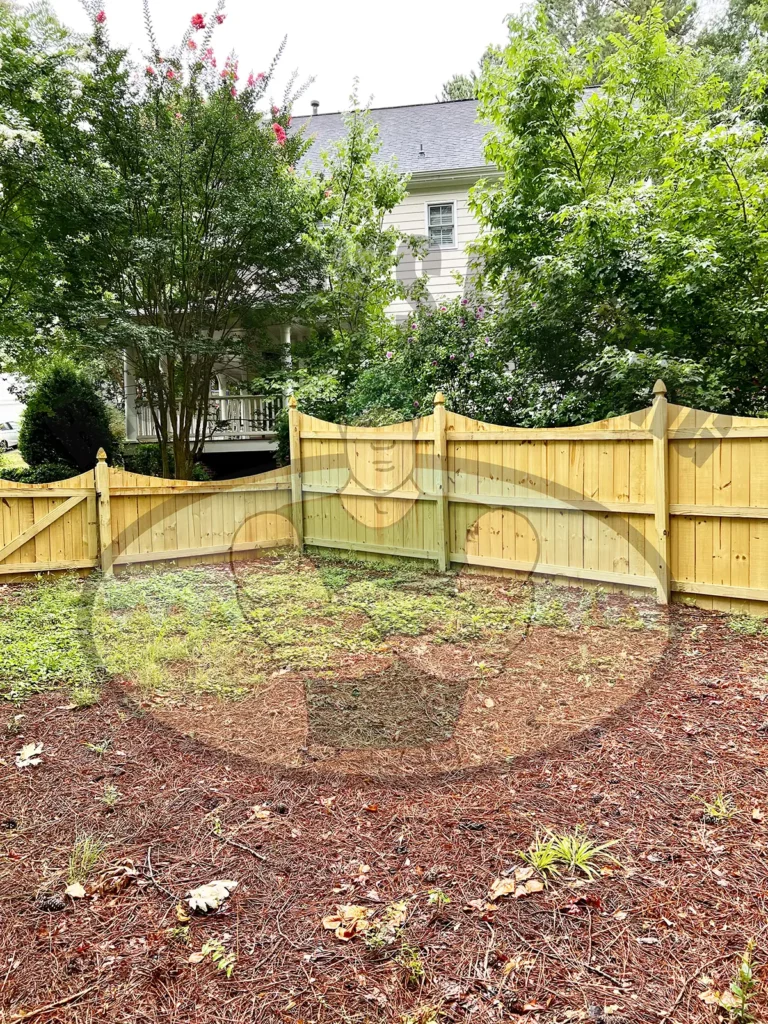 The Waddell Wood Fence from Big Jerry's Fencing shown here with UPGRADED French Gothic Posts