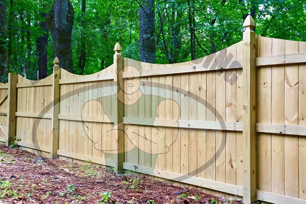 The Waddell Wood Fence from Big Jerry's Fencing shown here with UPGRADED French Gothic Posts