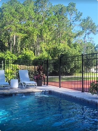 Pool with a fence